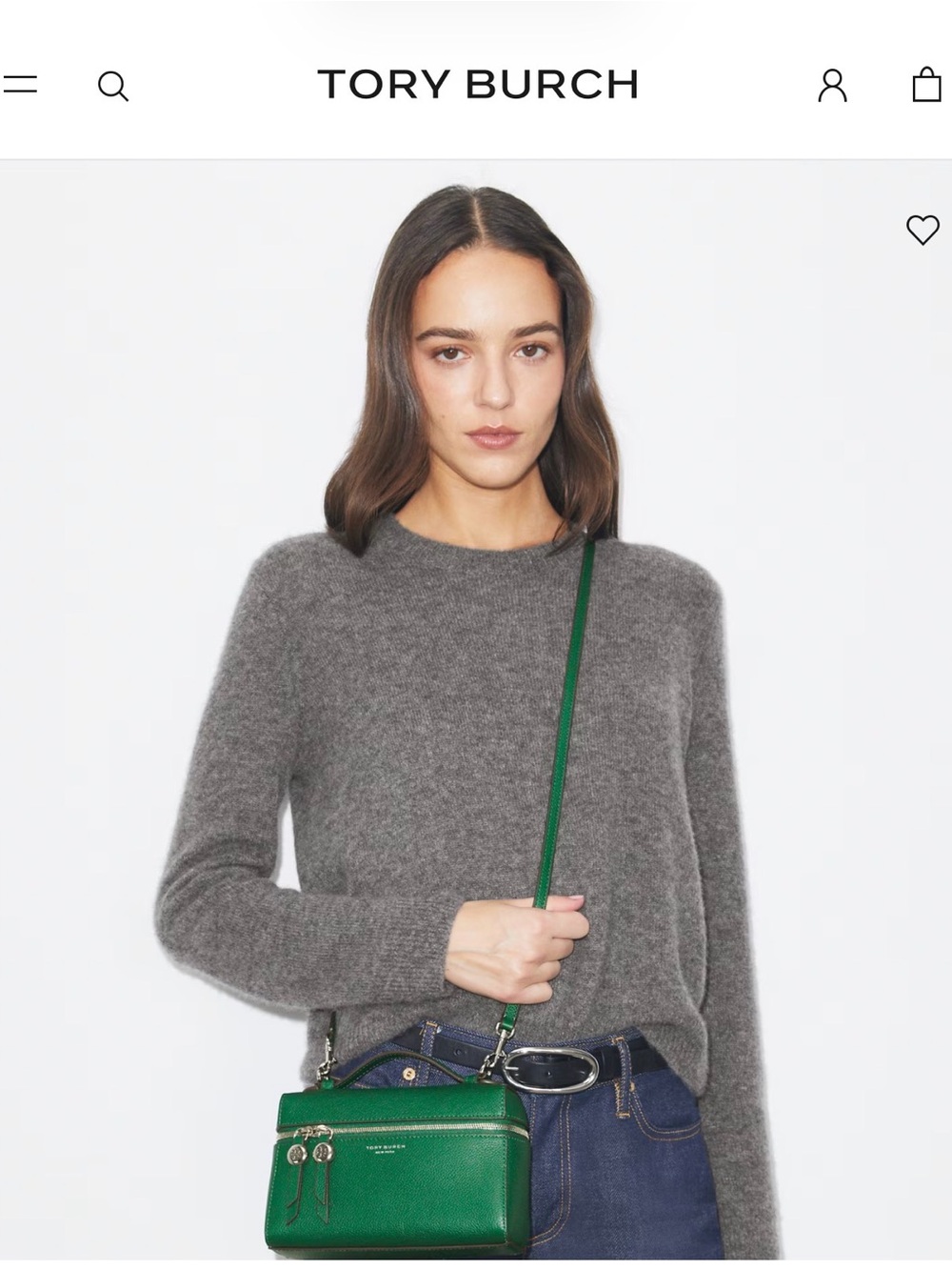 Tory Burch slim green Romy top handle bag